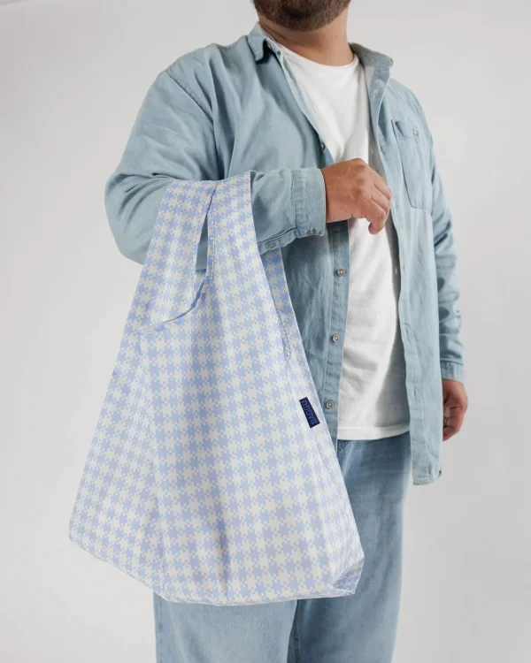 Standard Reusable Bag Blue Pixel Gingham