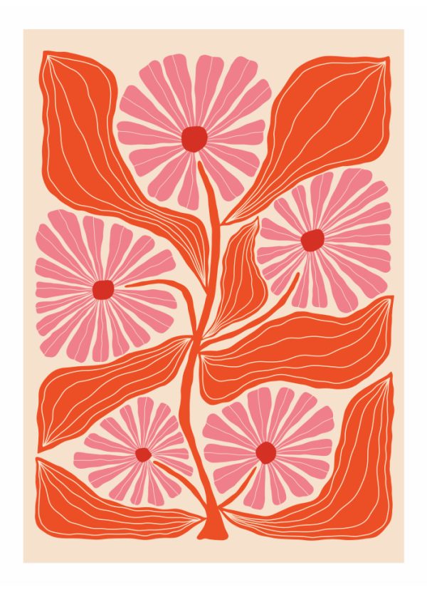 Pink Flowers Offset Printed 50x70cm Aparte X Rebecca Zwanzig