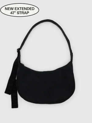 Medium Nylon Crescent Bag Black