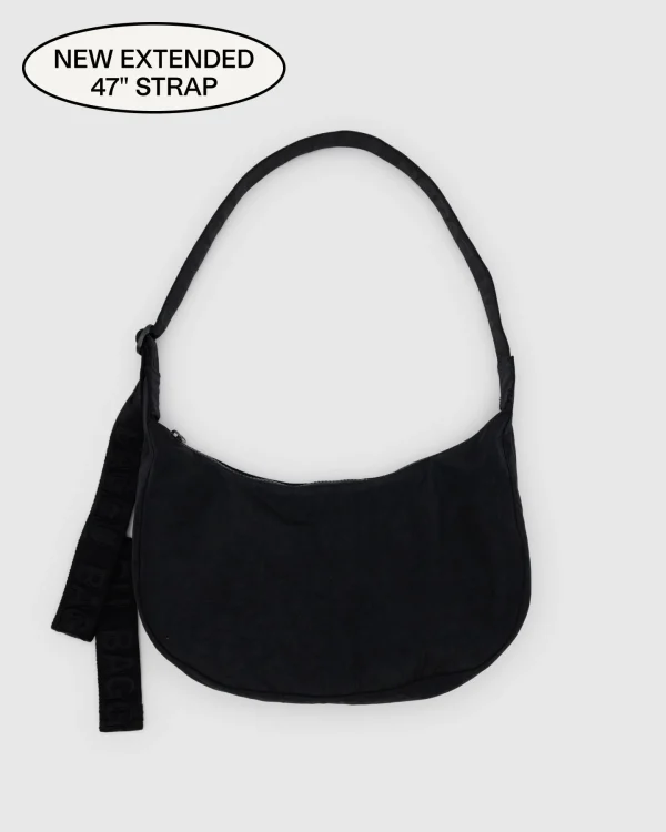 Medium Nylon Crescent Bag Black