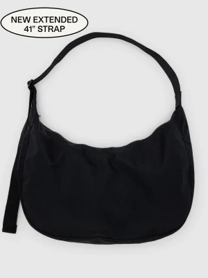 Large Nylon Crescent Bag Black