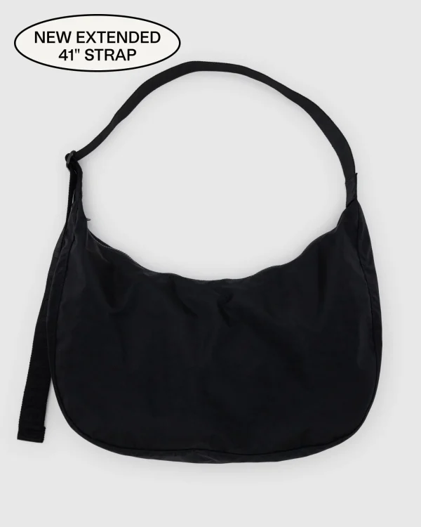 Large Nylon Crescent Bag Black