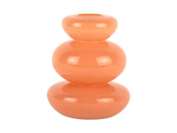 Glass Vase Bubbles Small Soft Orange