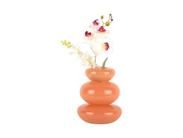 Glass Vase Bubbles Small Soft Orange