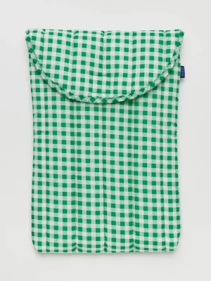 Puffy Laptop Sleeve 16'' Green Gingham