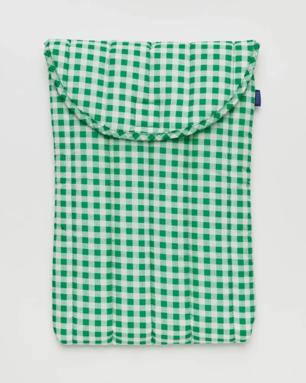 Puffy Laptop Sleeve 16'' Green Gingham