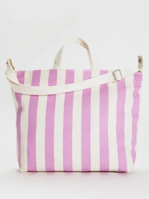 Horizontal Zip Duck Bag Pink Awning Stripe