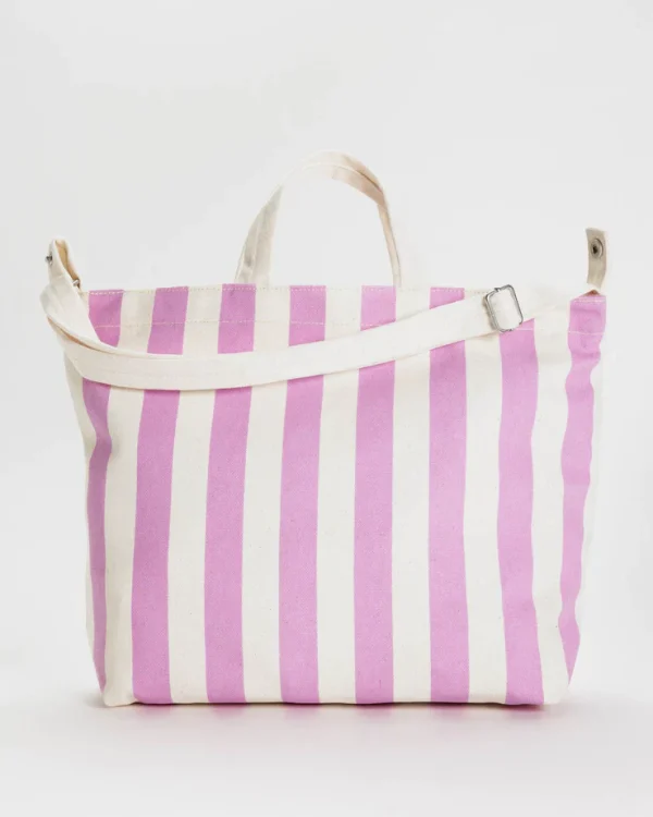 Horizontal Zip Duck Bag Pink Awning Stripe