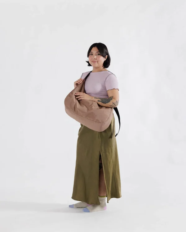 Large Nylon Crescent Bag Cocoa