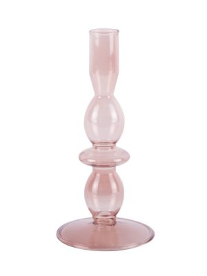 Cundle Holder Glass Art Bubbles Medium Pink