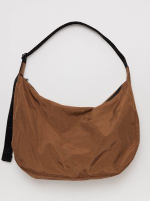 Large Nylon Crescent Bag Brown