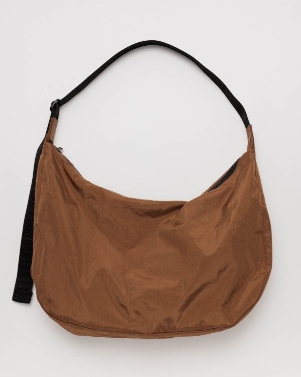 Large Nylon Crescent Bag Brown