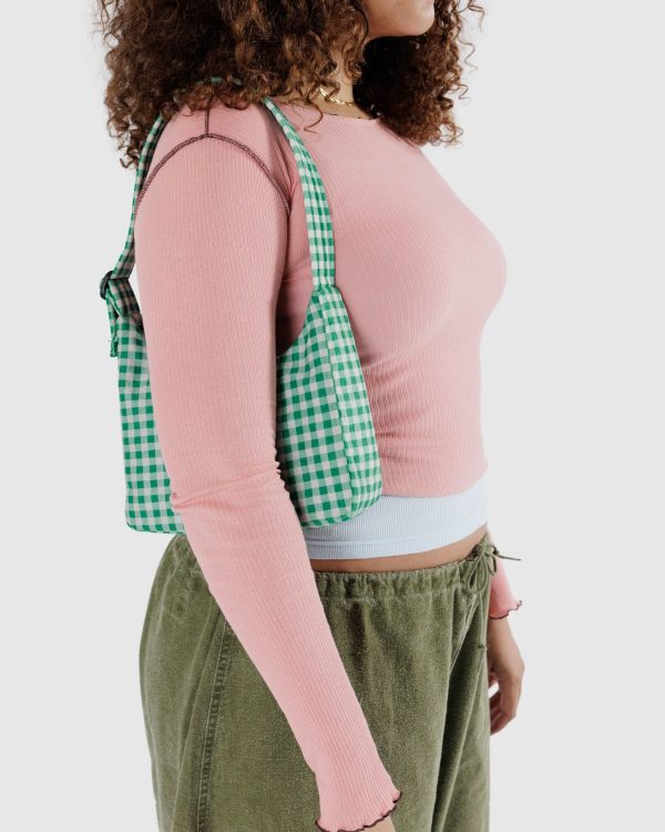 Mini Nylon Shoulder Bag Green Gingham