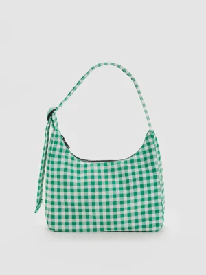 Mini Nylon Shoulder Bag Green Gingham