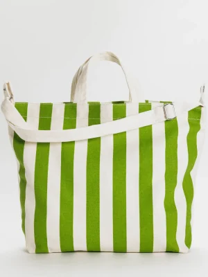 Horizontal Zip Duck Bag Green Awning Stripe