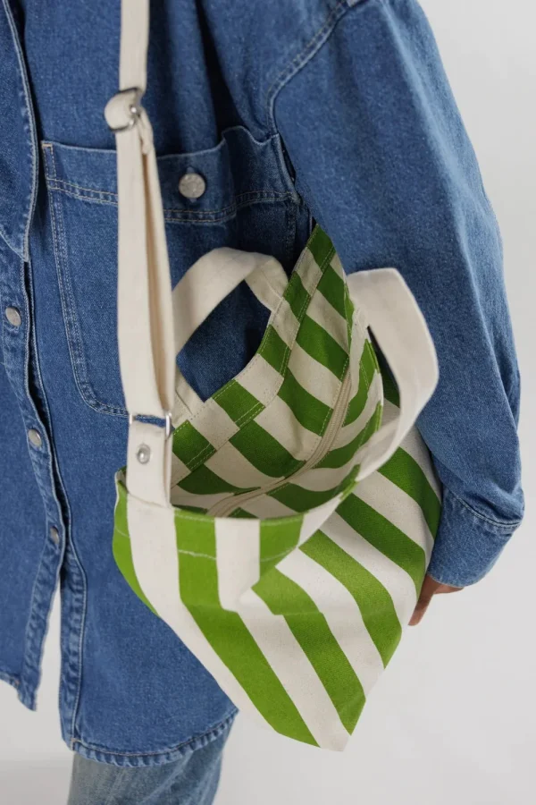 Horizontal Zip Duck Bag Green Awning Stripe