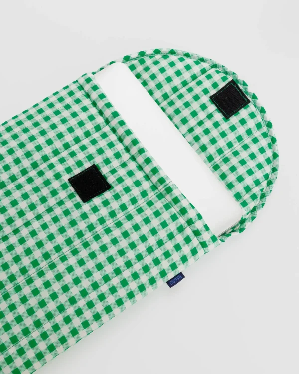 Puffy Laptop Sleeve 16'' Green Gingham