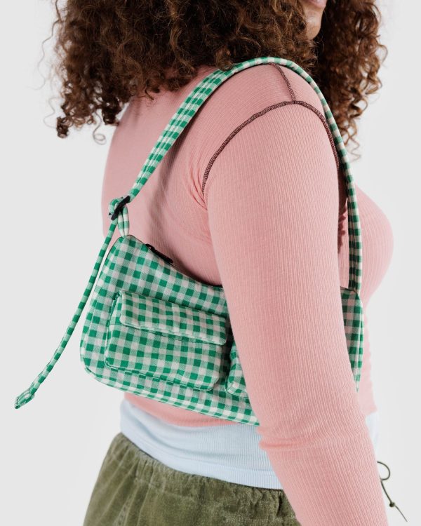 Cargo Shoulder Bag Green Gingham