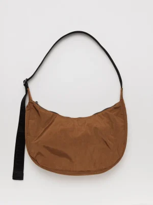 Medium Nylon Crescent Bag Brown