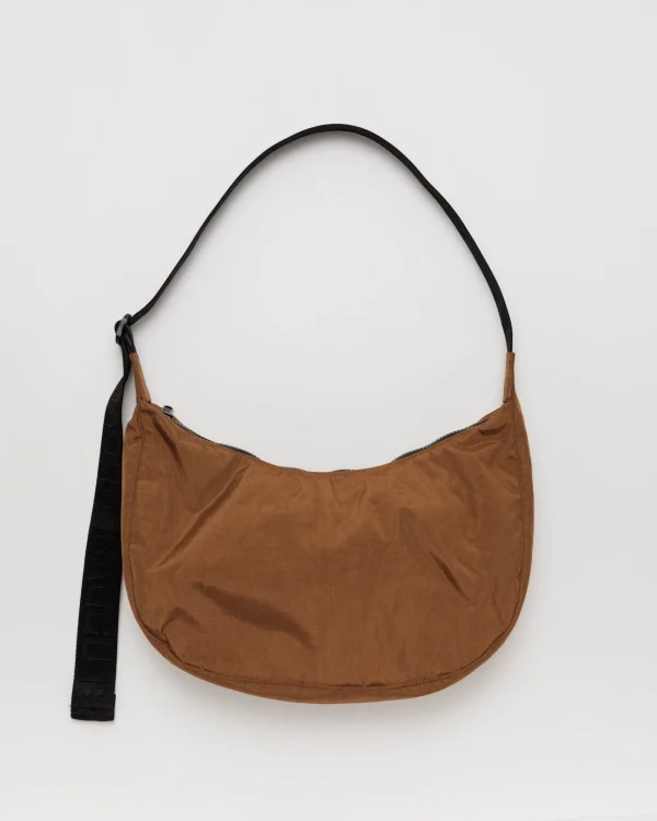 Medium Nylon Crescent Bag Brown