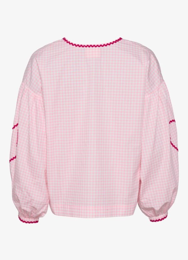 Astrid Organic Cotton Top Pink Checks