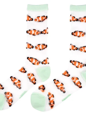 Clownfish Patterned Sheer Socks