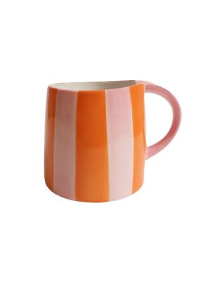 Κεραμική Κούπα Striped Orange Pink