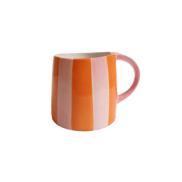 Κεραμική Κούπα Striped Orange Pink