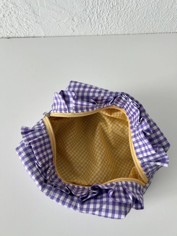 Classic Pouch Ruffles Vichy Λιλά