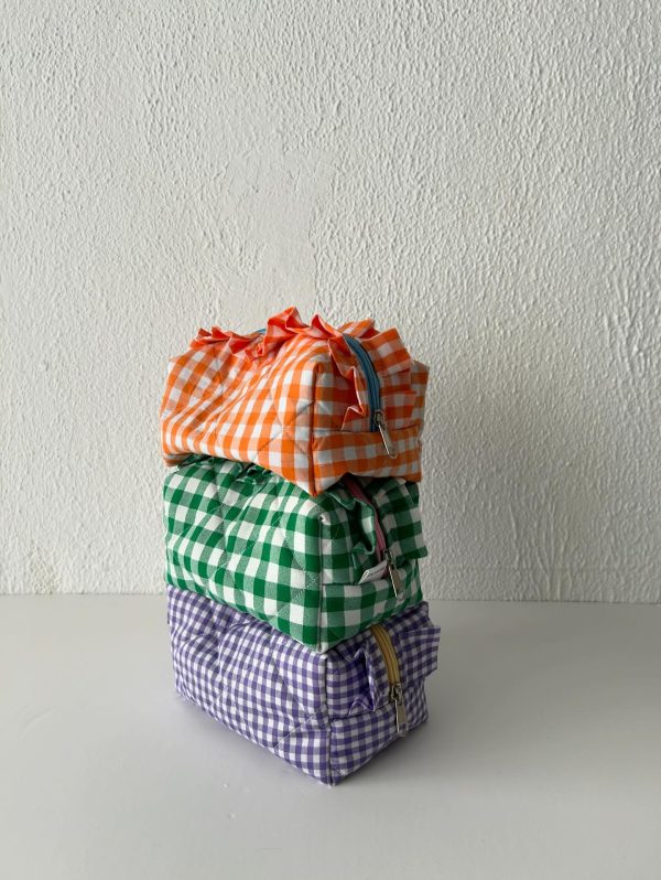 Classic Pouch Ruffles Vichy Πορτοκαλί