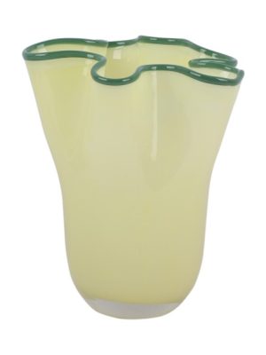 Vase Ruffles Medium Soft Yellow