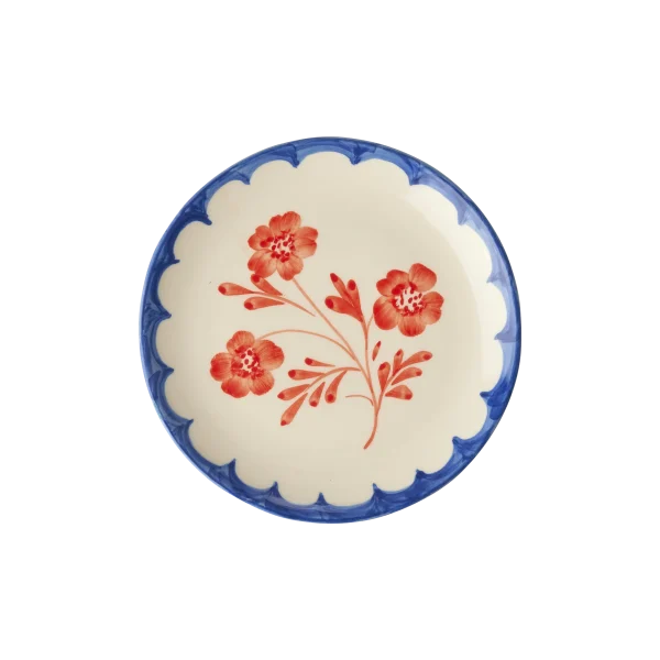 Ceramic Plate with Vintage Flower