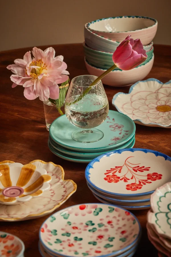 Ceramic Plate with Vintage Flower