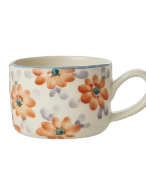 Ceramic Mug with orange Flowers 200 ML