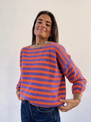 Sweater Jersey Pia Lila y Naranja