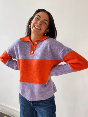 Sweater Jersey Paola Naranja y Lila