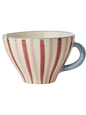 Ceramic Tea Cup - Hand Painted Stripes