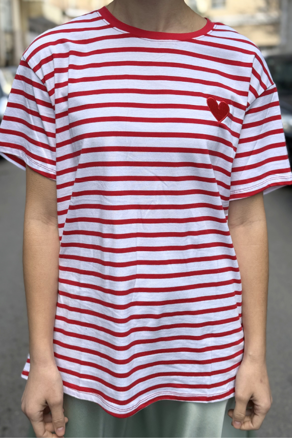 Red Striped T-Shirt Heart