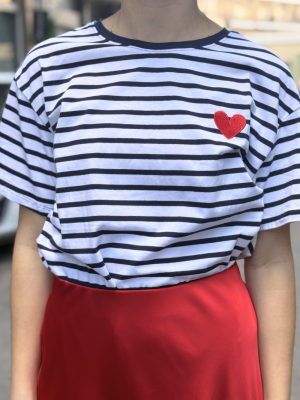 Blue Striped T-Shirt Heart