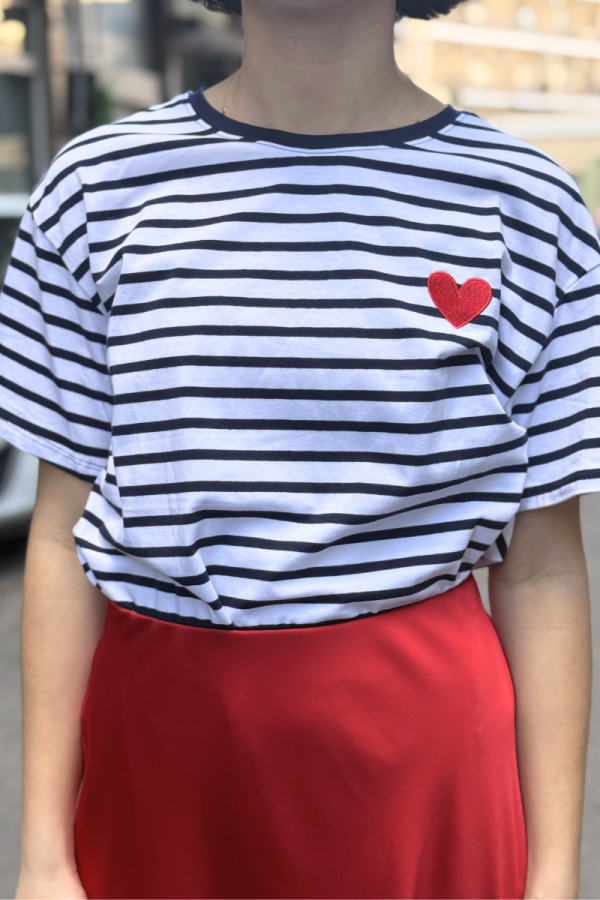 Blue Striped T-Shirt Heart