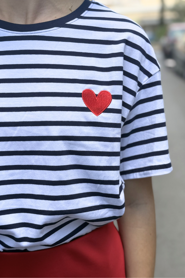 Blue Striped T-Shirt Heart