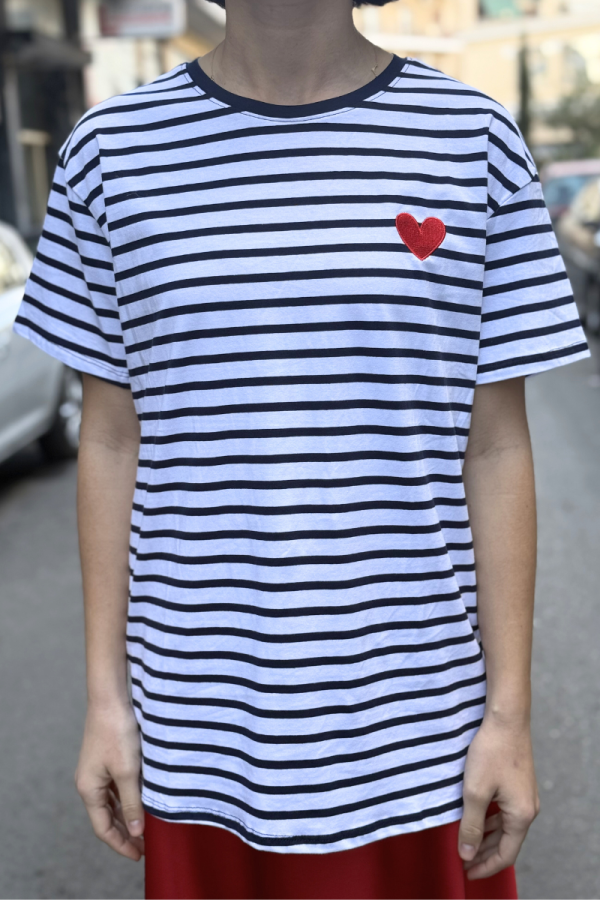 Blue Striped T-Shirt Heart