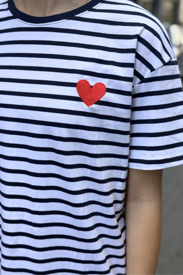 Blue Striped T-Shirt Heart