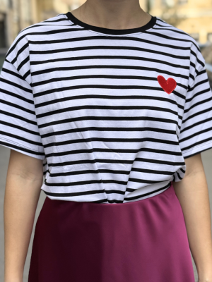 Black Striped T-Shirt Heart