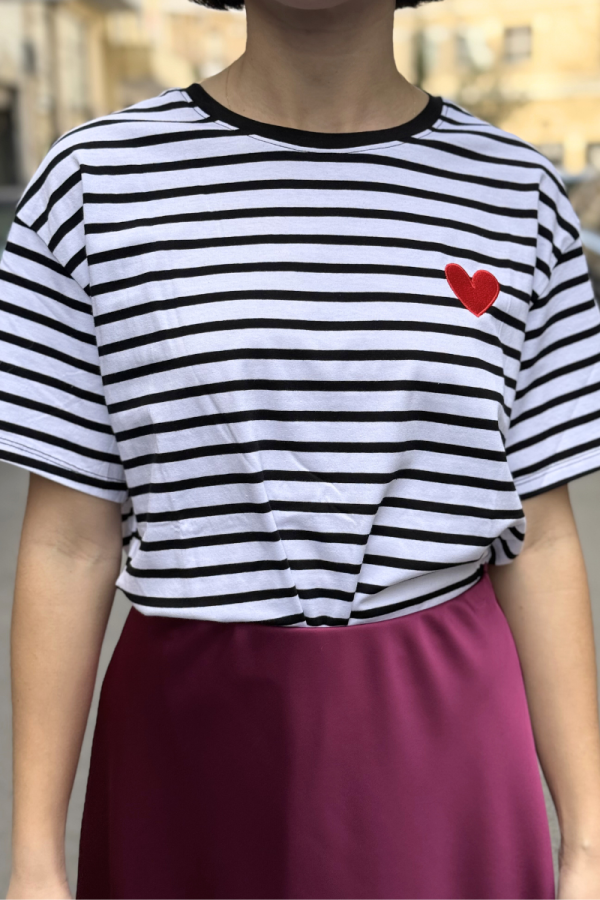 Black Striped T-Shirt Heart