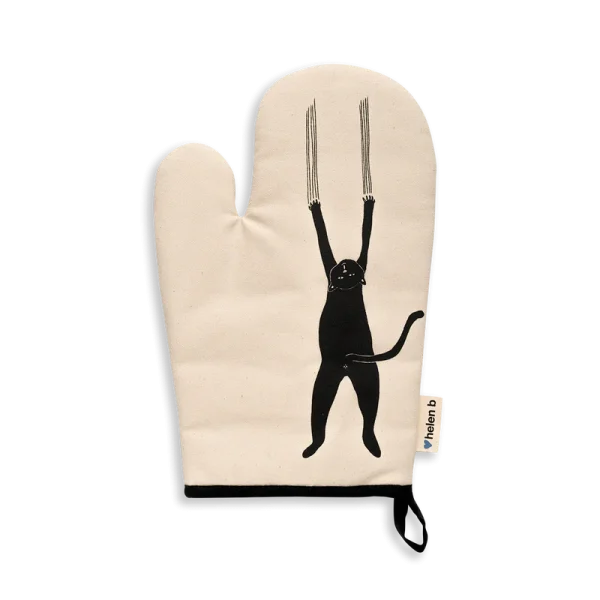 Oven Glove Scratching Cat