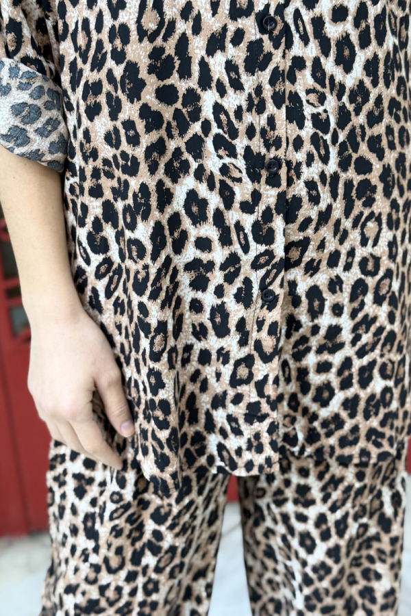 Leopard Set Shirt/Pant Brown