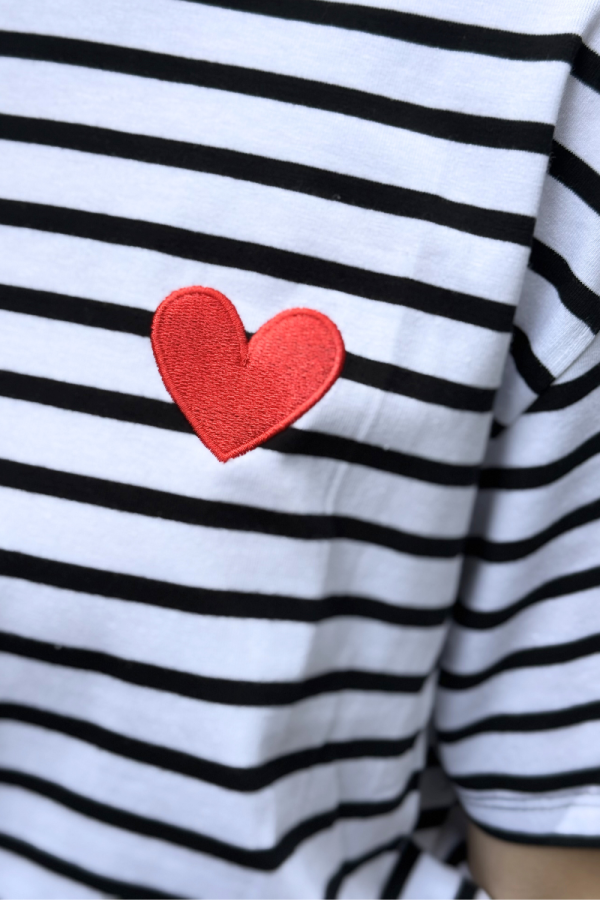 Black Striped T-Shirt Heart