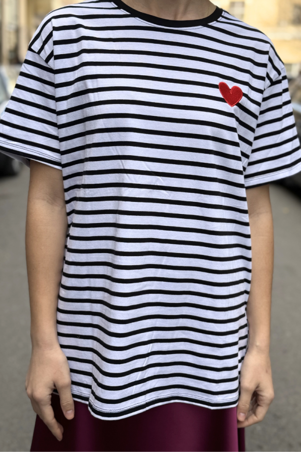 Black Striped T-Shirt Heart