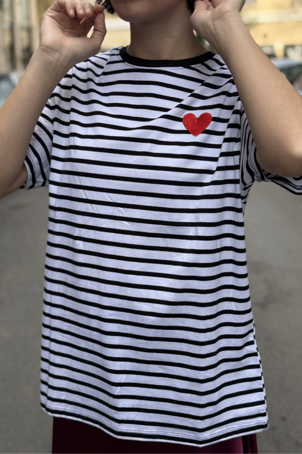 Black Striped T-Shirt Heart